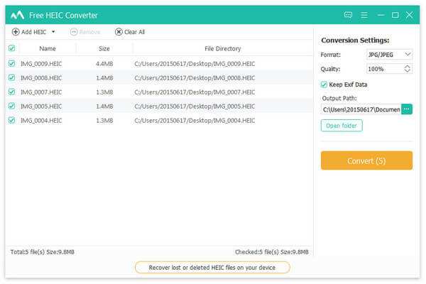 Apeaksoft Free HEIC Converter Screenshot