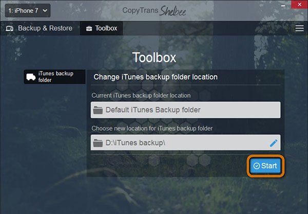 Change iTunes backup location