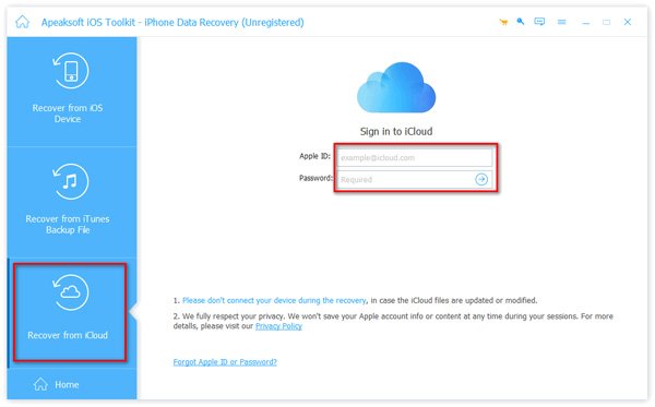 Recover from iCloud Backup File