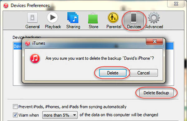 Delete an iTunes Backup in iPhone