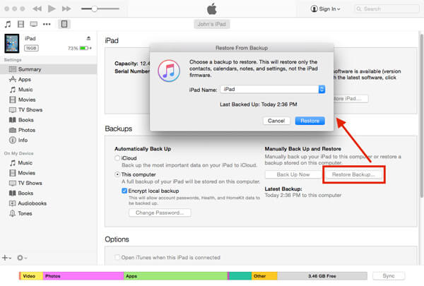 Restore iPad with iTunes