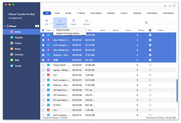 Mac select files to export