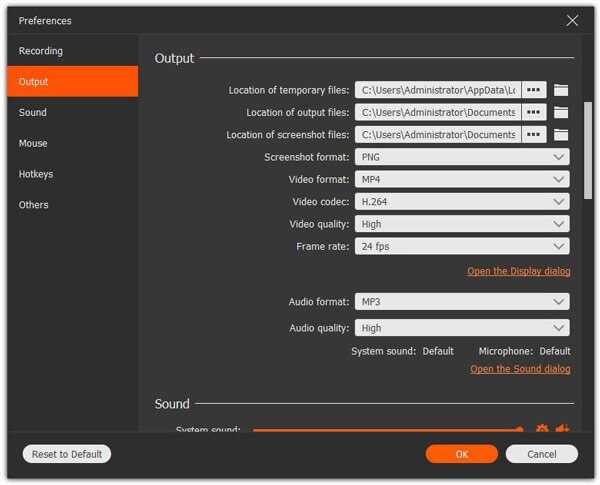 Output Preferences