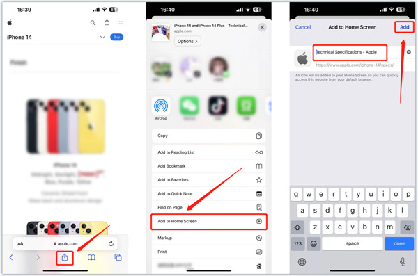 Add Safari Shortcut to iPhone Home Screen