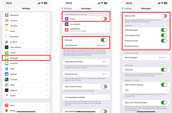 Adjust Messages Settings on iPhone