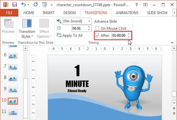 Adjust Timer To Time Your Slides