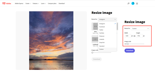 Adobe Express Online Resize Image