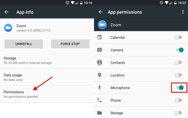 Allow Zoom To Access Android Microphone