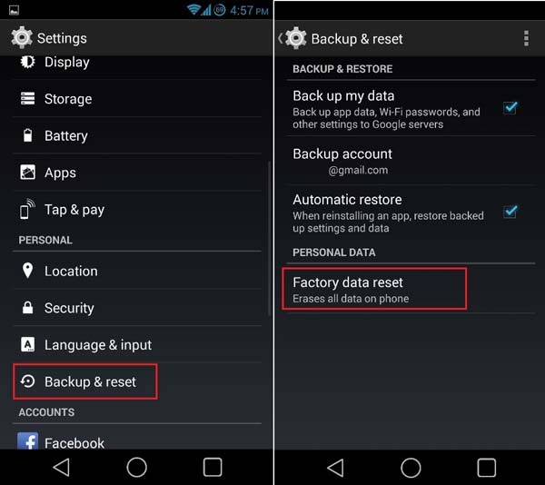 Android Factory Reset