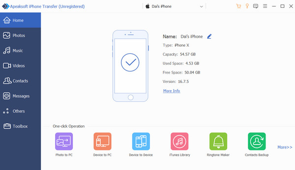 Apeaksoft Iphone Transfer Interface