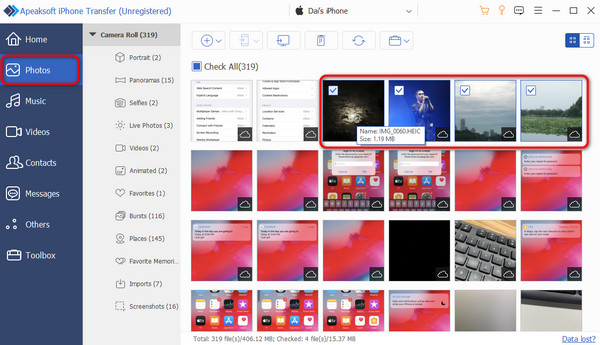 Apeaksoft Iphone Transfer Select Photos