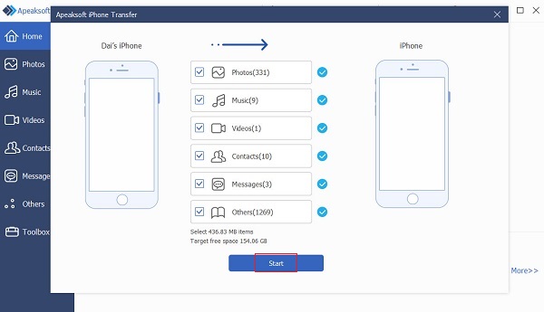 Apeaksoft Iphone Transfer Start