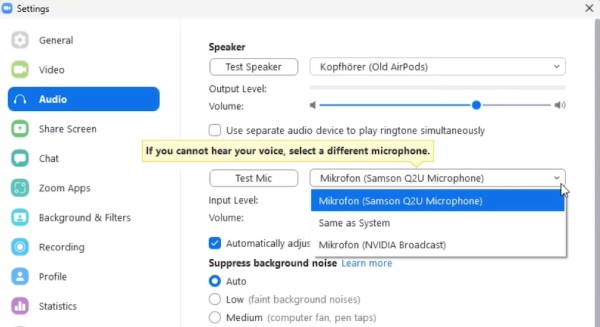 Audio Settings On Zoom