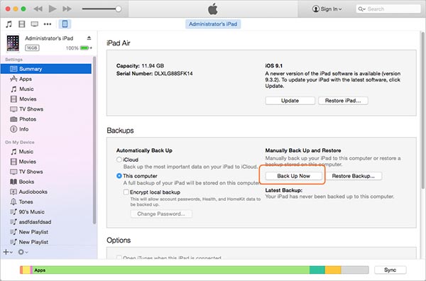 Back Up Ipad Itunes