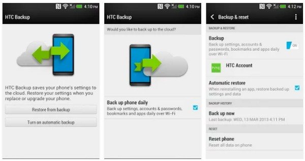 Backup HTC with HTC Backup