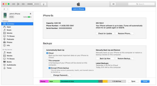 manual iphone backup