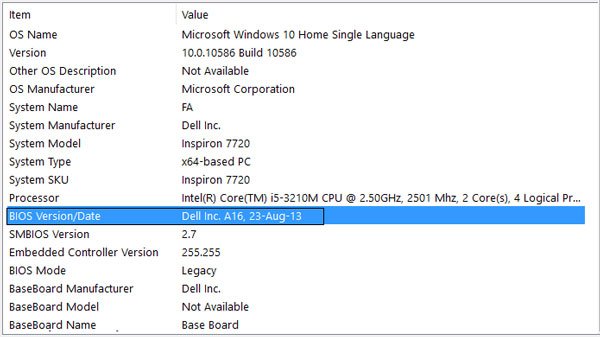 bios invalid directory name