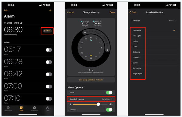 更改 iPhone 闹钟声音