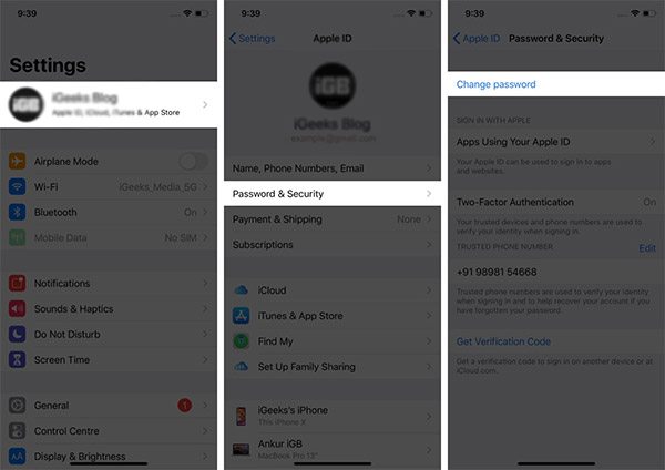 Change Password Iphone