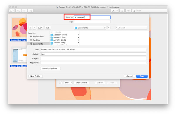 Change tiff to PDF on mac