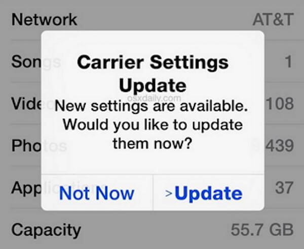 Check Cellular Carrier Update