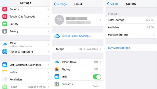 Check the iCloud Storage