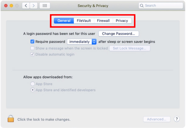 Check Security and Privacy Mac