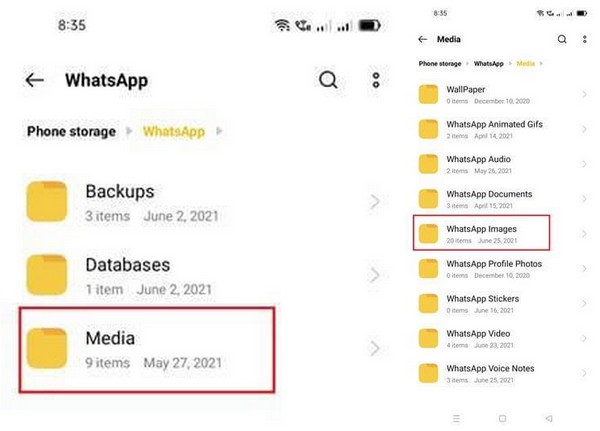 Check Whatsapp Images In Storage