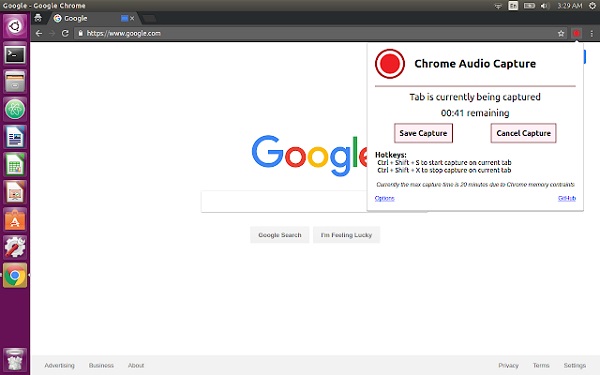 Chrome audio capture