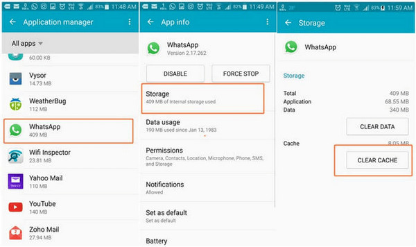 Clean WhatsApp Cache