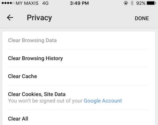 how to clear cookies and cache on ipad