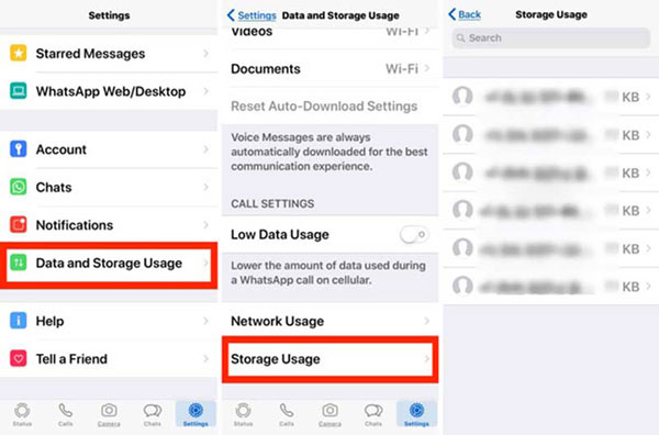 Clear WhatsApp Data and Storage Usage