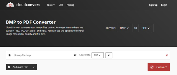 Cloudconvert BMP to PDF