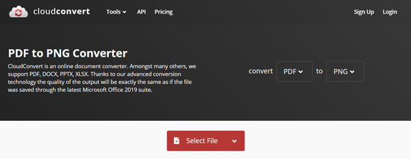 CloudConvert PDF to PNG Converter