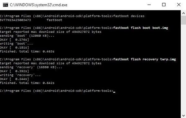 fastboot flash recovery download