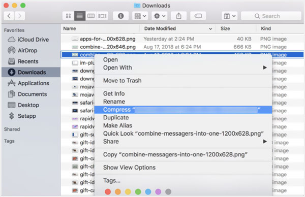 Compress Zip a File on Mac