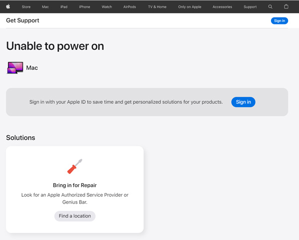 联系 Apple 支持以修复 Mac 无法打开
