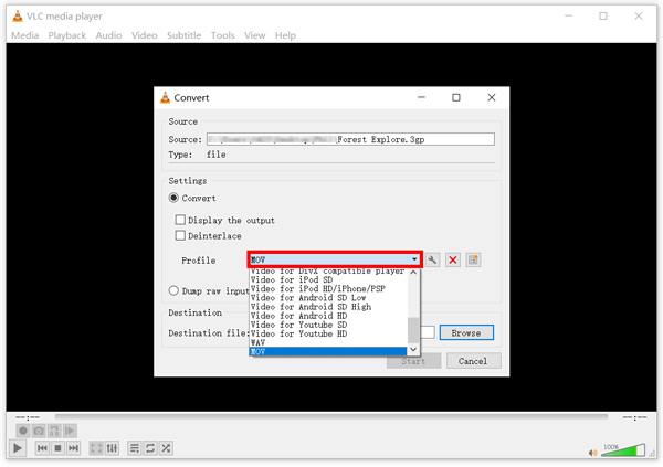 Convert 3gp to MOV Free in Vlc