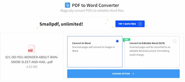 how to convert pdf to editable word document for free