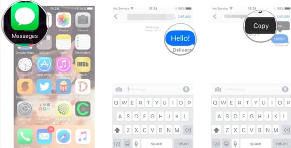 Copy Text Messages on iPhone