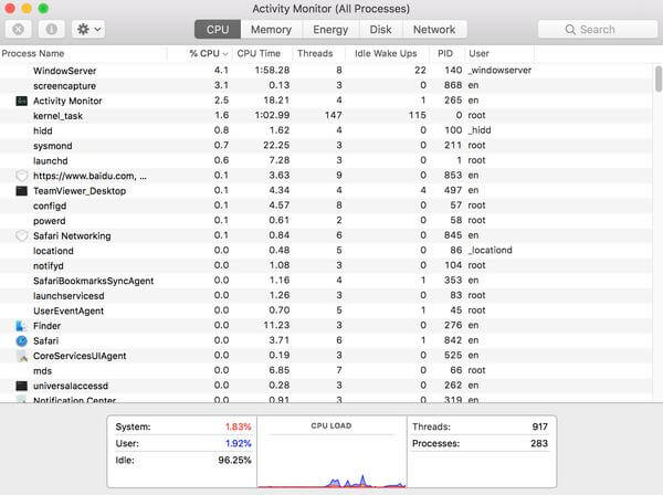 macbook pro activity monitor nasıl açılır