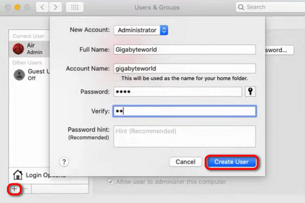 Create New Admin User Mac