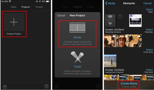 Create Project iMovie