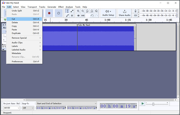 Cut MP3 in Audacity