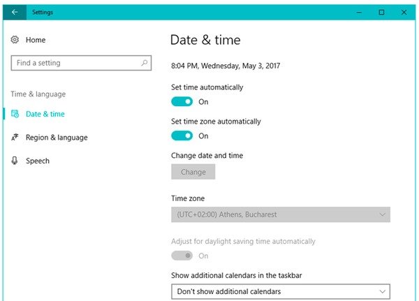 Date Time Language Settings 