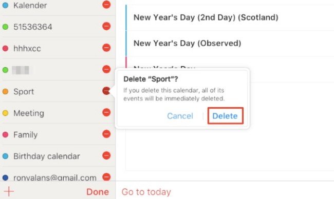 Delete a Calendar from iCloud