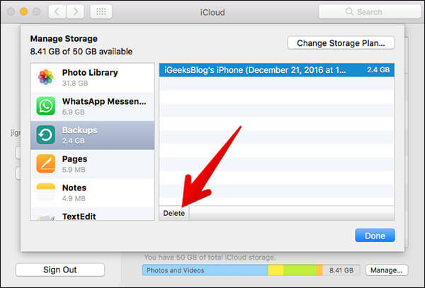 Remove iCloud backup