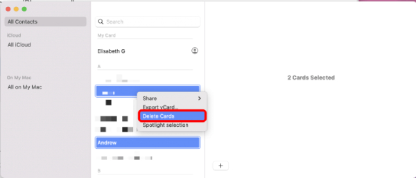 Delete Cards on Mac