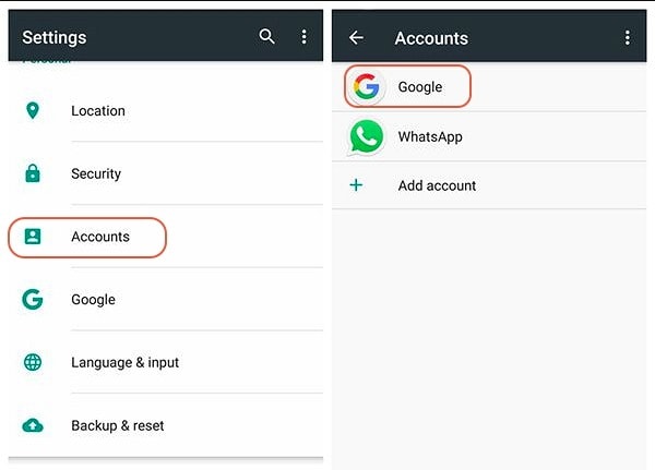 delete contacts from android google account