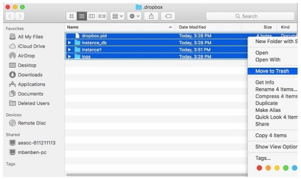 how to uninstall dropbox on mac